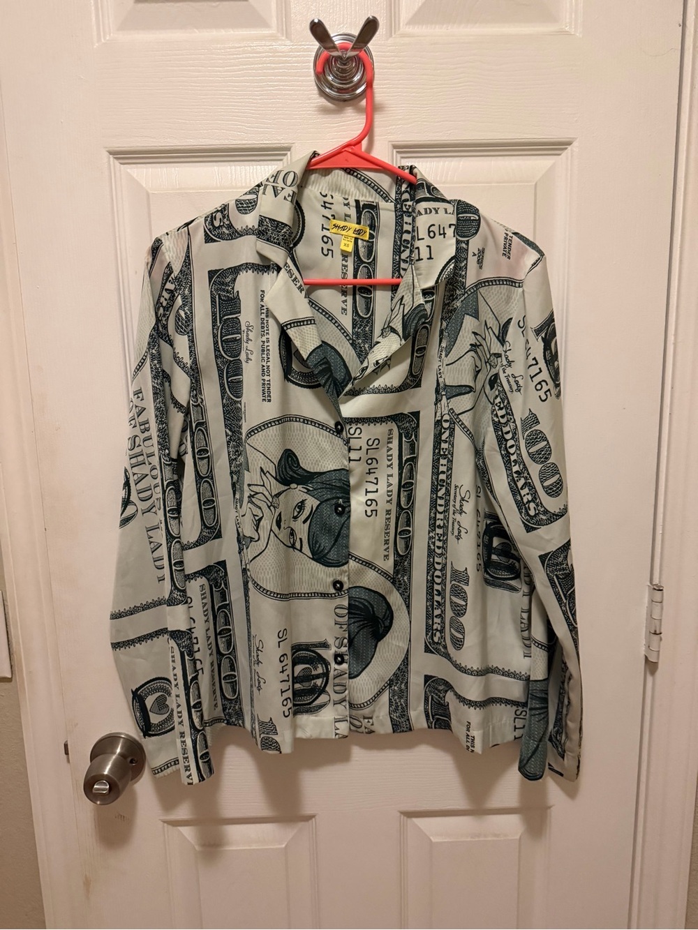 Novelty Money Print Button-Down Shirt - White/Black